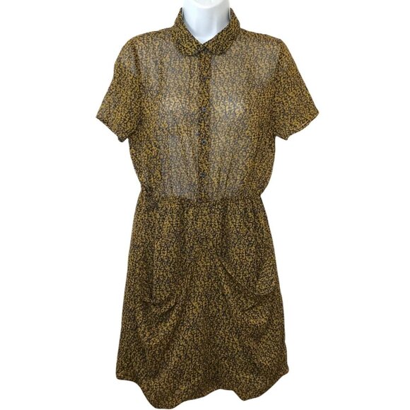 Alice in the Eve Shirt Dress 10 Animal Print Peter Pan Collar Short Sleeve Twee - Picture 1 of 4